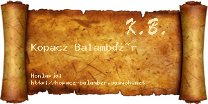 Kopacz Balambér névjegykártya